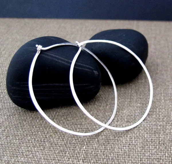 Sterling Silver Flat Hoop Earrings