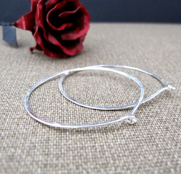 Sterling Silver Flat Hoop Earrings