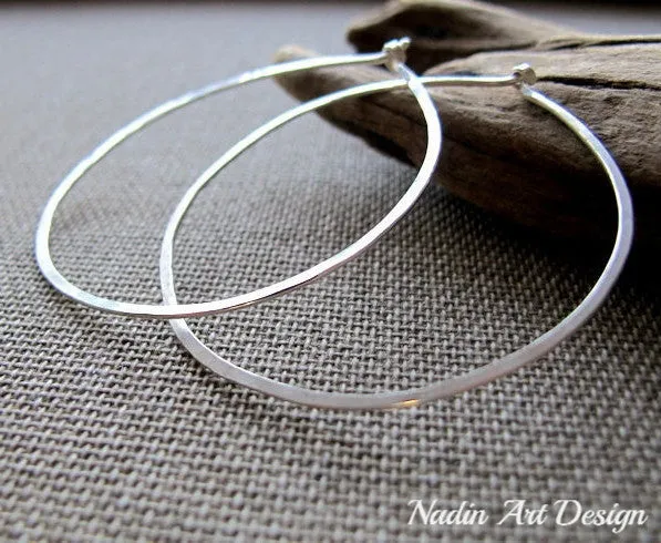 Sterling Silver Flat Hoop Earrings