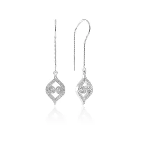 Sterling Silver White Sapphire Drop Threader Earrings