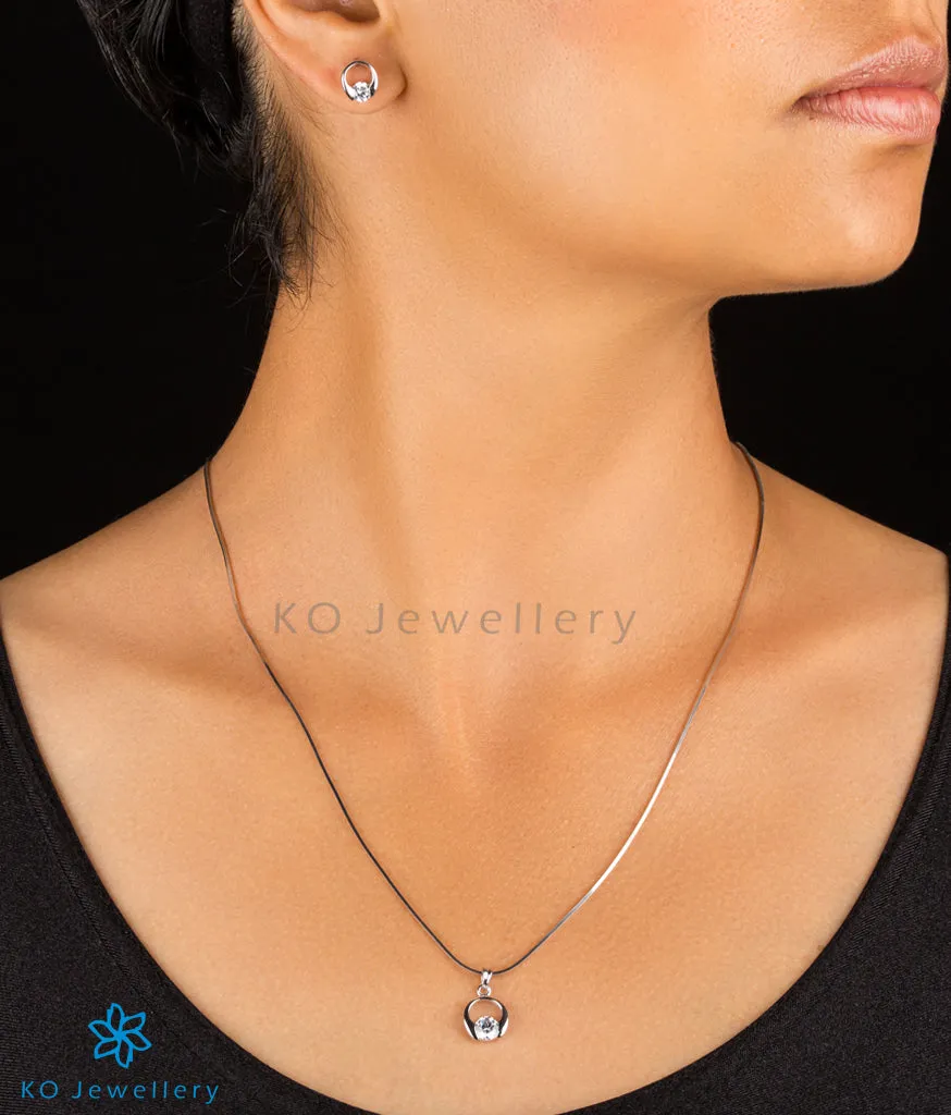 The Eve Silver Gemstone Pendant Set (Black Topaz)