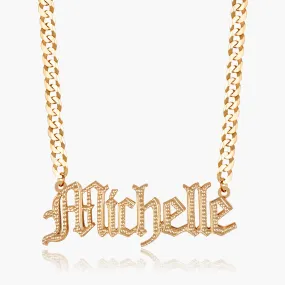 The Golden Double Plated Gothic Name Necklace