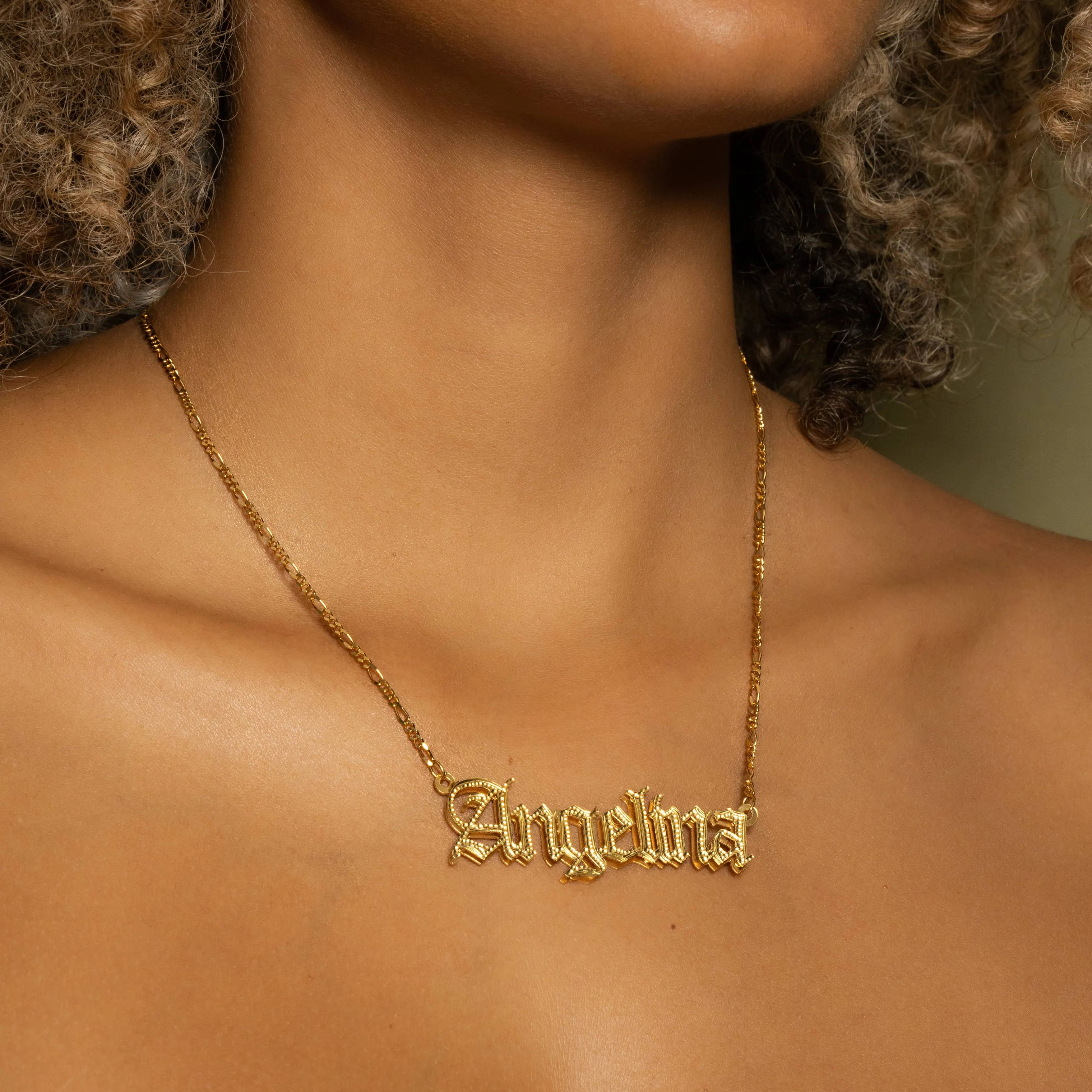 The Golden Double Plated Gothic Name Necklace