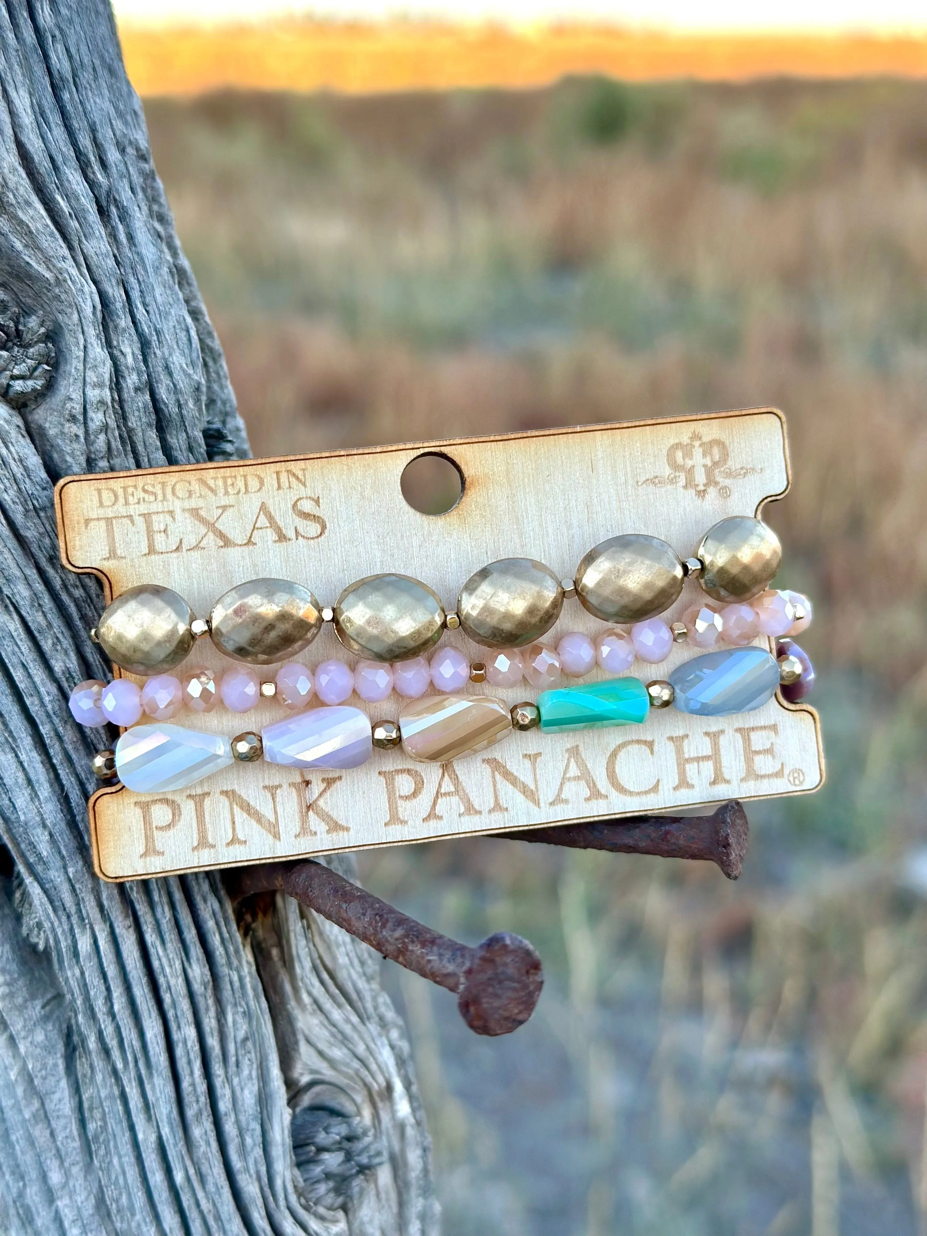 The Pink Panache Holiday Gold Stack Bracelet Set