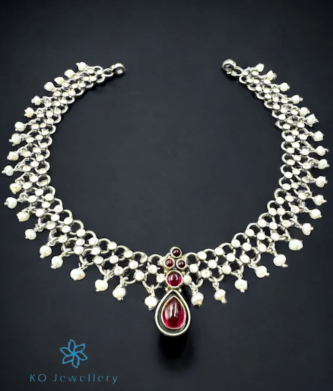 The Raunak Silver Antique Necklace