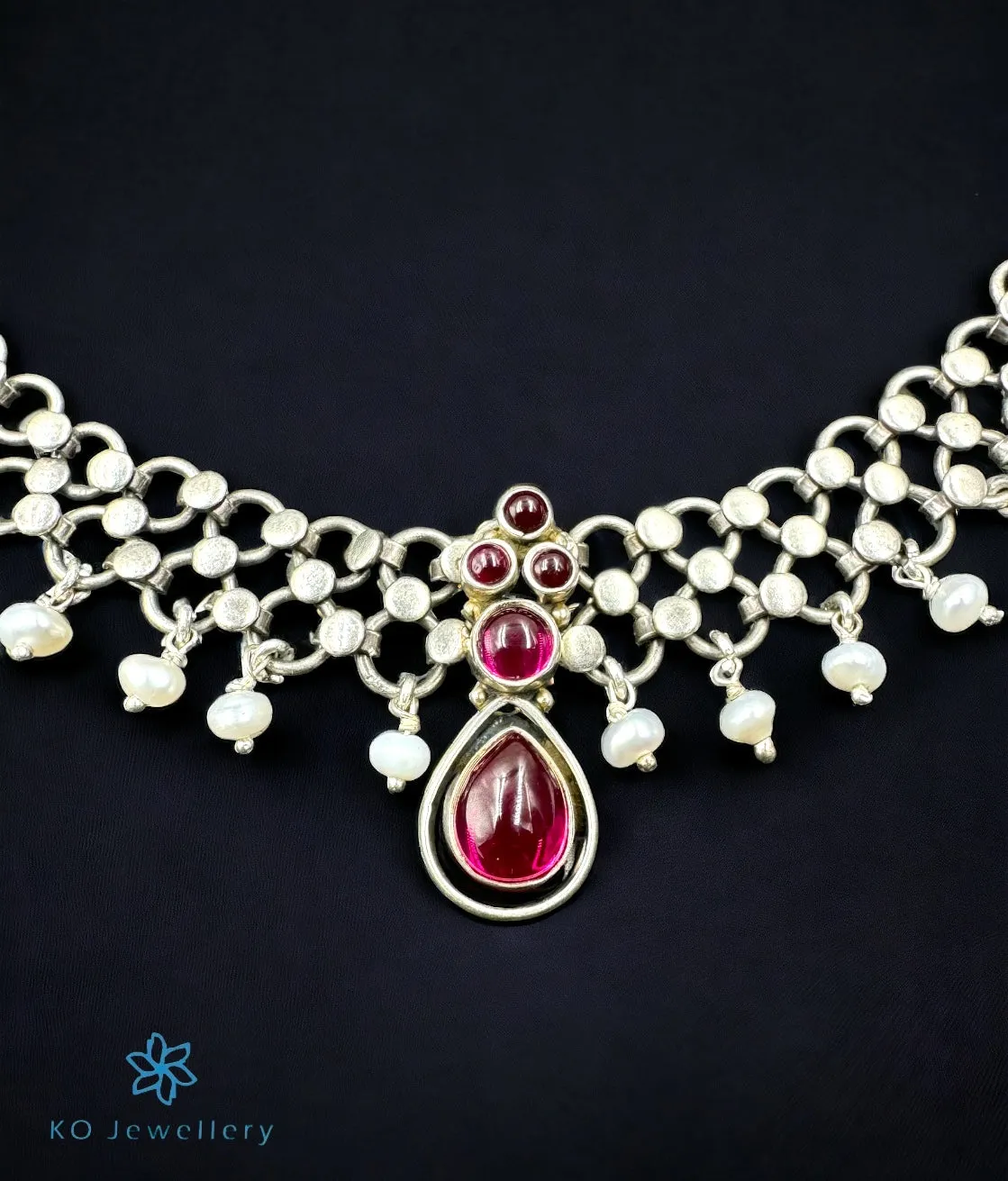 The Raunak Silver Antique Necklace