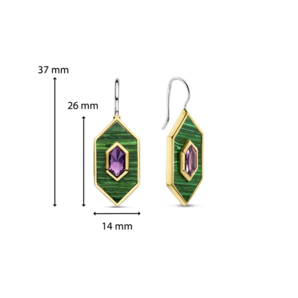 Ti Sento Malachite & Amethyst Earrings