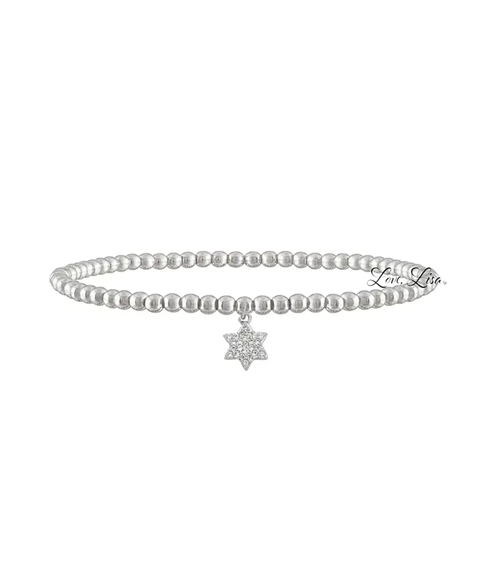 Tiny Little Star of David CZ Beaded Bracelet