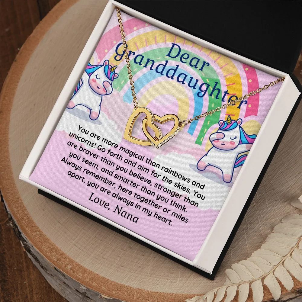 To Granddaughter From Nana More Magical then Unicorns Double Hearts Pendant Necklace