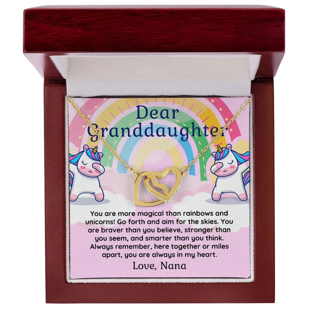 To Granddaughter From Nana More Magical then Unicorns Double Hearts Pendant Necklace