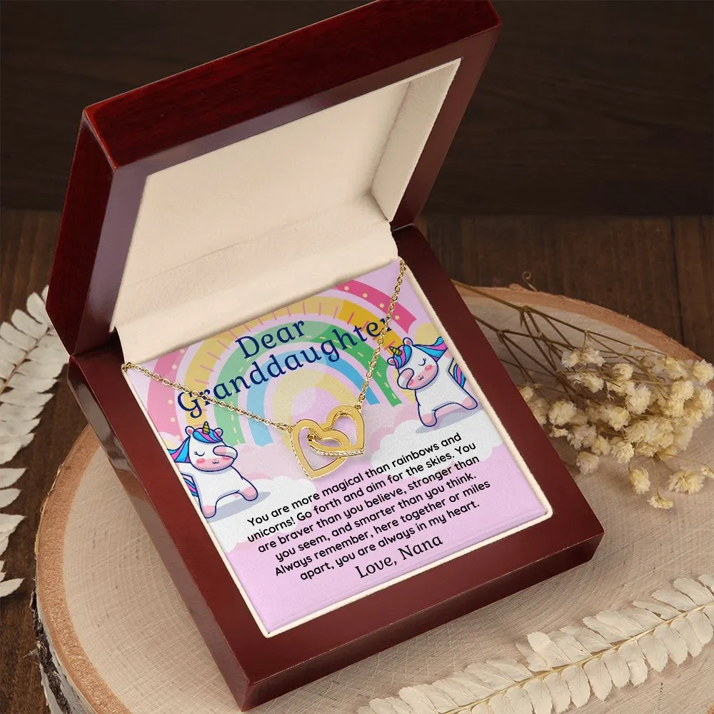 To Granddaughter From Nana More Magical then Unicorns Double Hearts Pendant Necklace