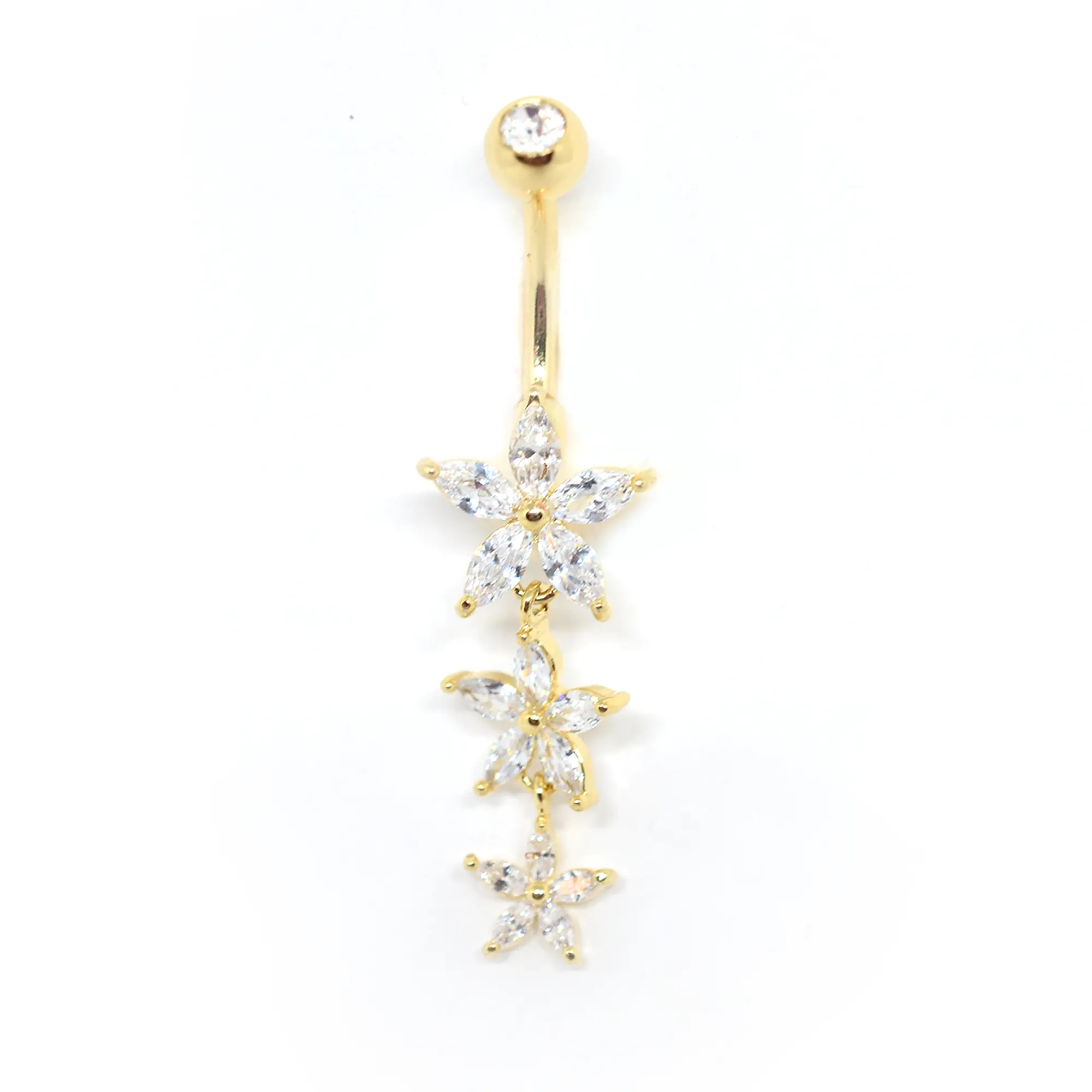 Triple Flower Belly Ring