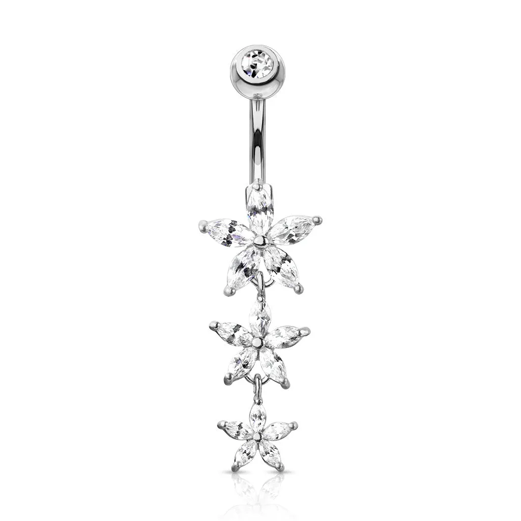 Triple Flower Belly Ring