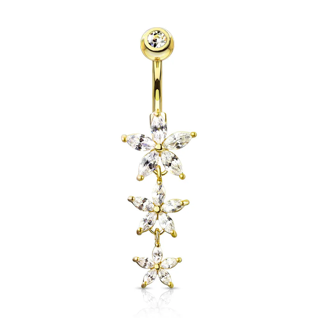 Triple Flower Belly Ring