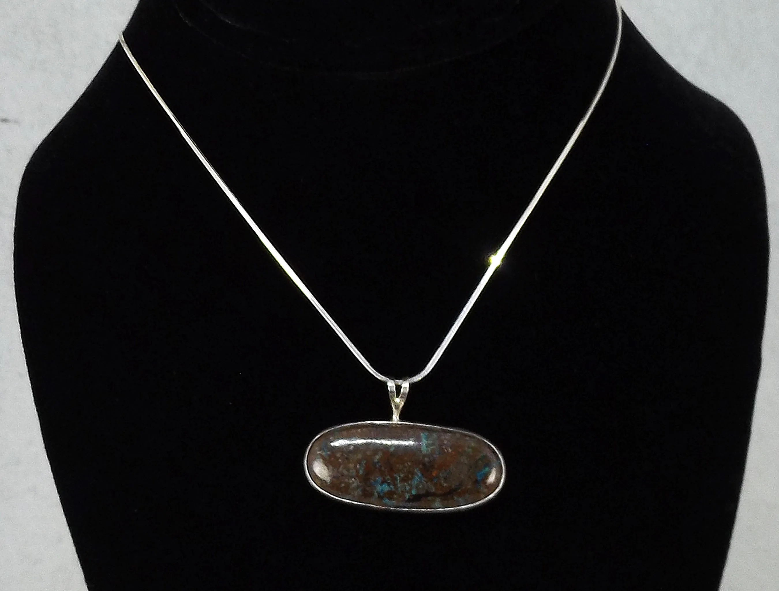 Turquoise in Matrix, Sterling Silver Necklace