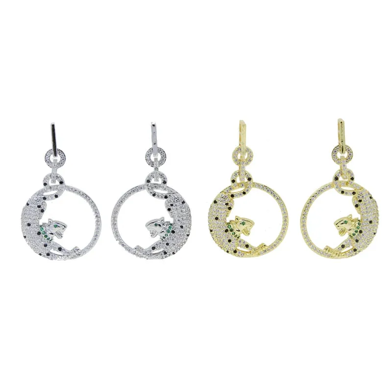 Unique Temperament 5A CZ Silver/Gold Plated Leopard Jaguar Panther Animal Drop Earrings