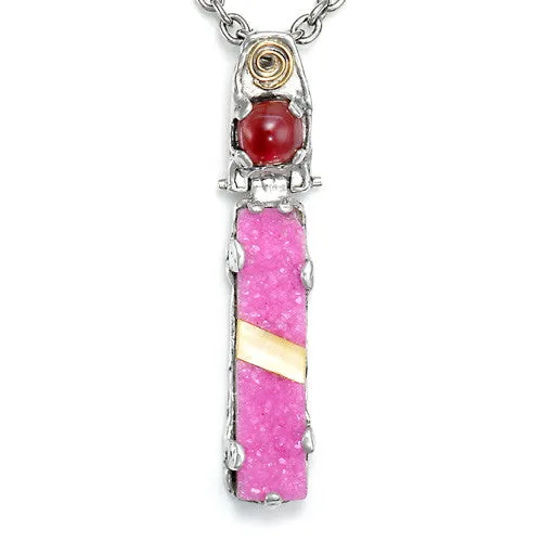 Unique Two Toned Tourmaline Cobalto Calcite Pendant