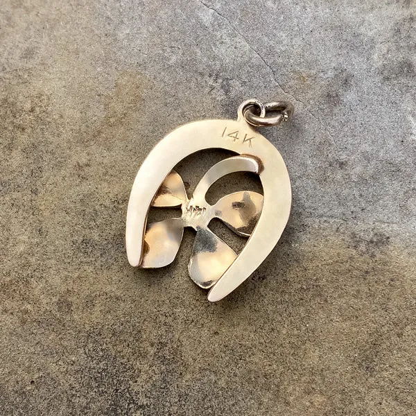 Vintage Horseshoe & Clover Pendant