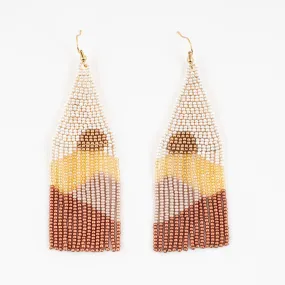 Vista Beaded Fringe Earrings Lemon Cream