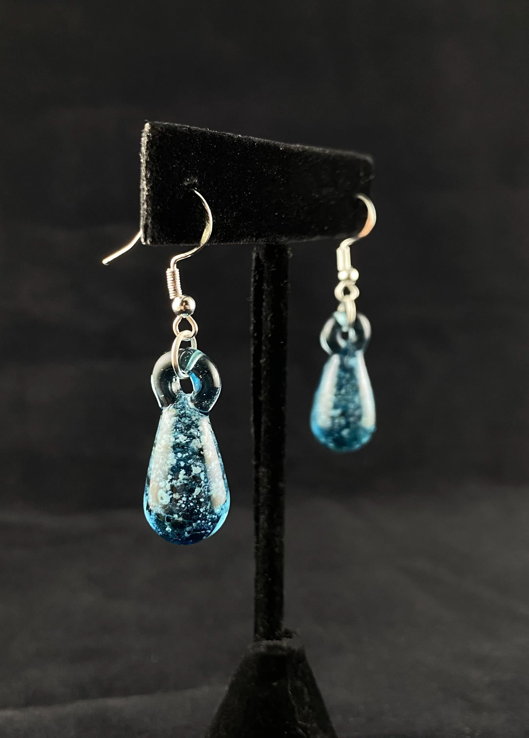 Water Drop Earrings with Cremation Ash