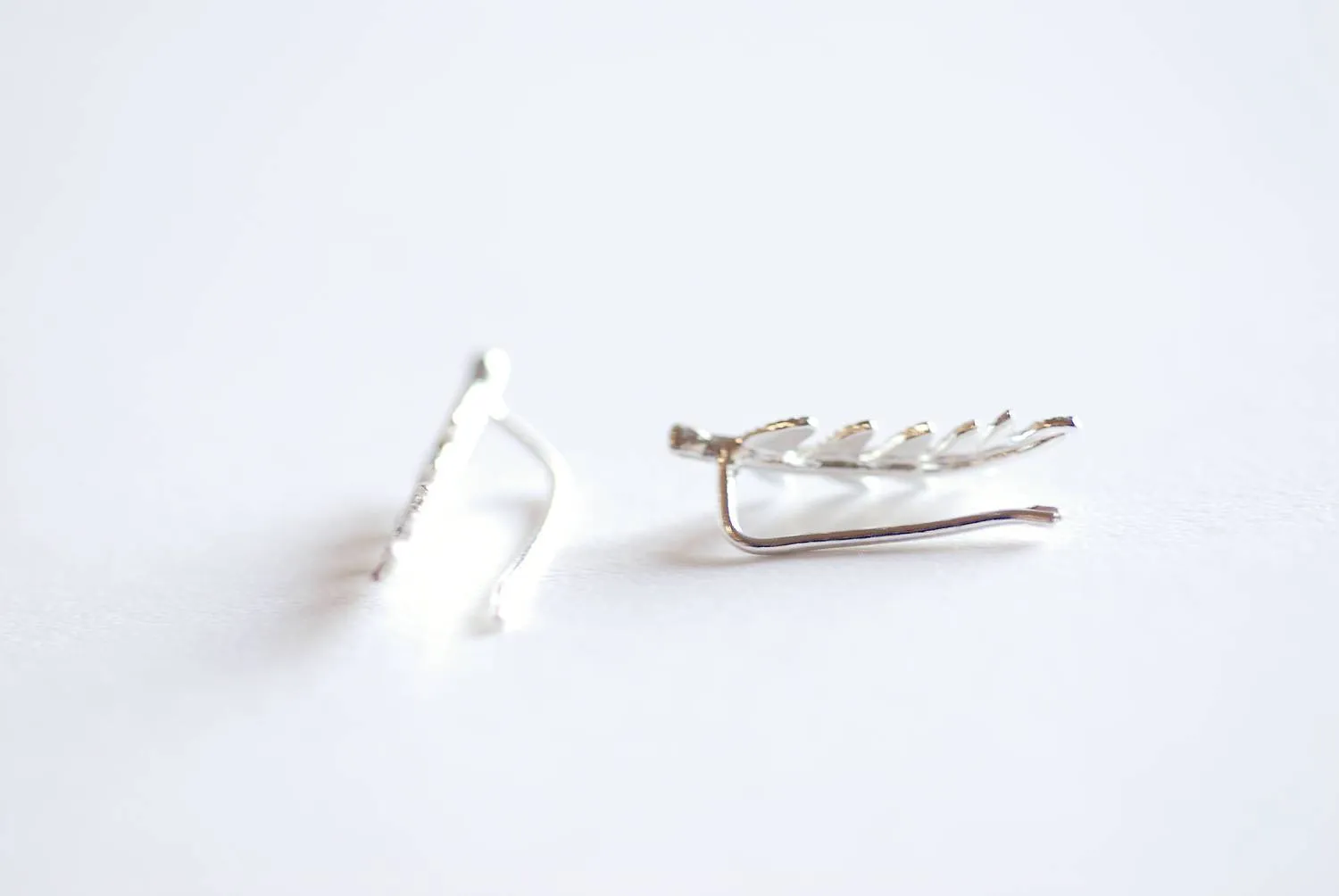 Wholesale Leaf Ear Climber- 925 Sterling Silver Leaf Ear Cuff, Leaf Earrings Ear Crawler, Silver Ear Climber, Ear Jacket, Leaves Ear Climber Crawler