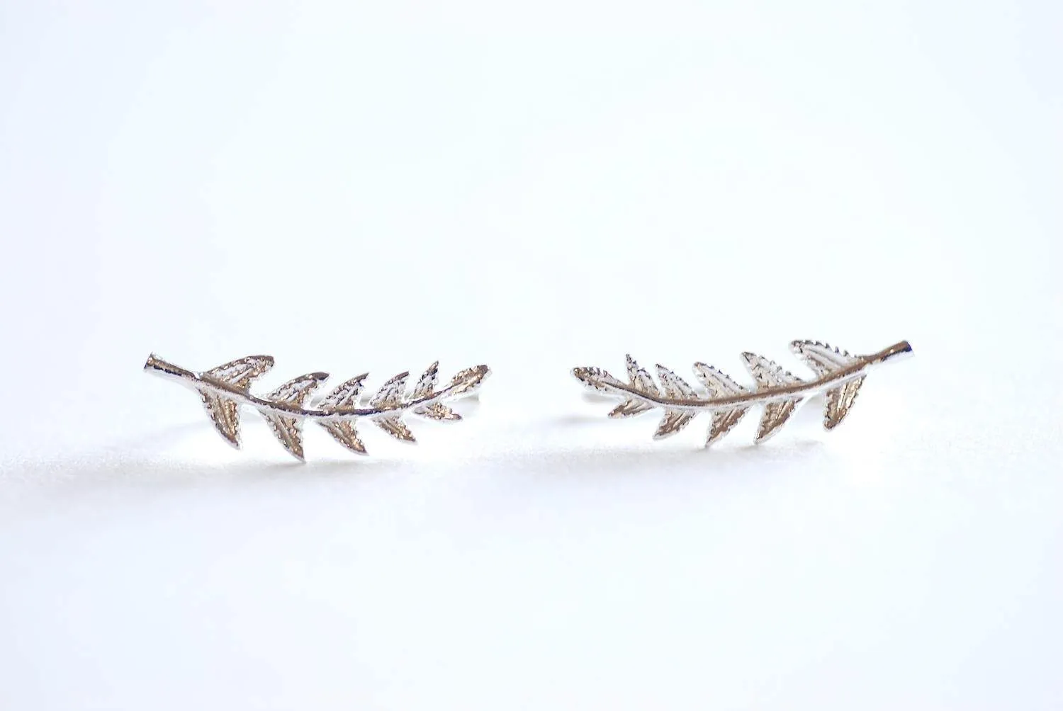 Wholesale Leaf Ear Climber- 925 Sterling Silver Leaf Ear Cuff, Leaf Earrings Ear Crawler, Silver Ear Climber, Ear Jacket, Leaves Ear Climber Crawler