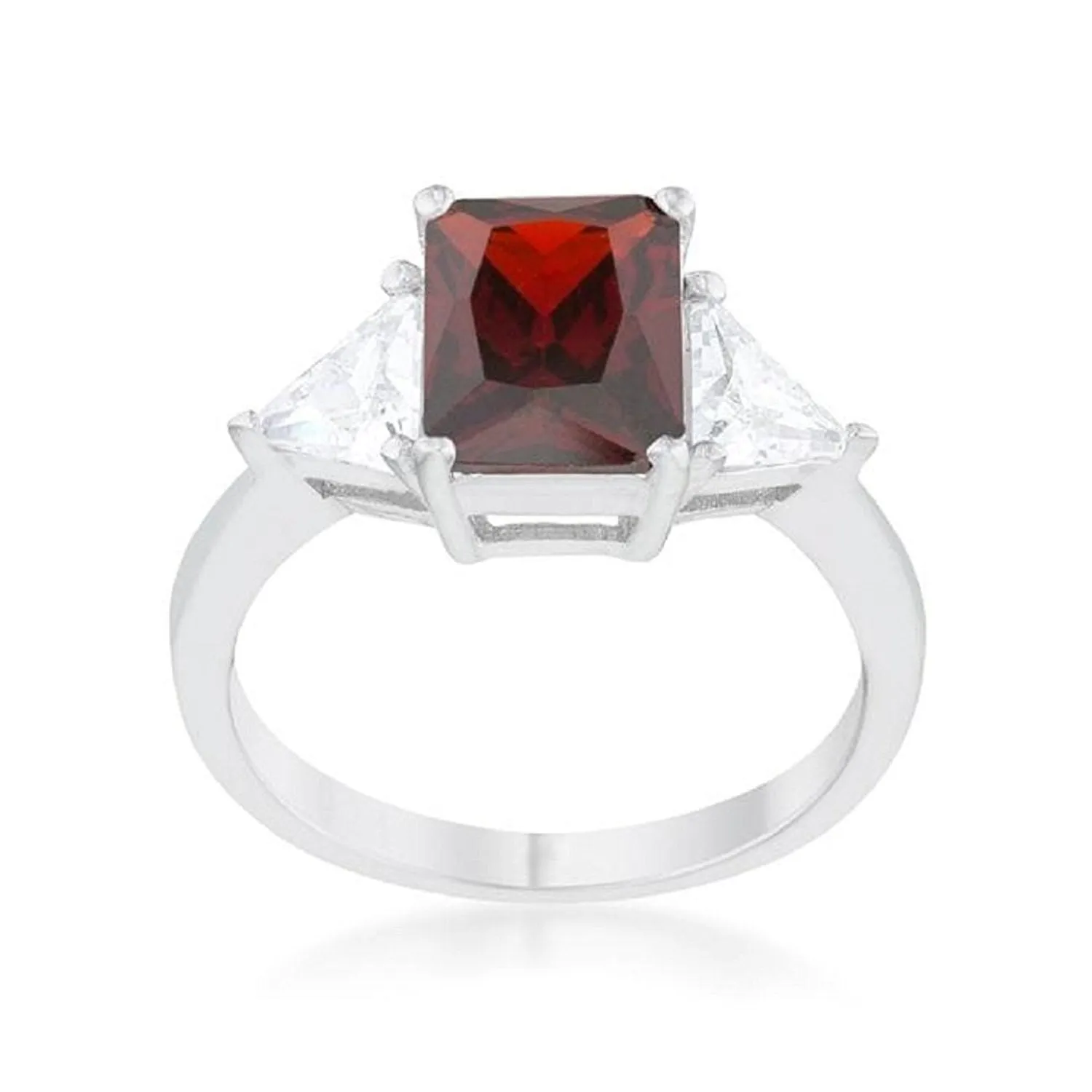 WildKlass Classic Garnet Rhodium Plated Engagement Ring