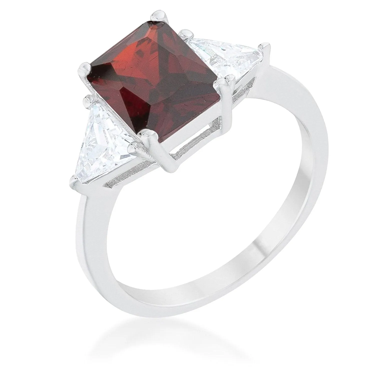 WildKlass Classic Garnet Rhodium Plated Engagement Ring