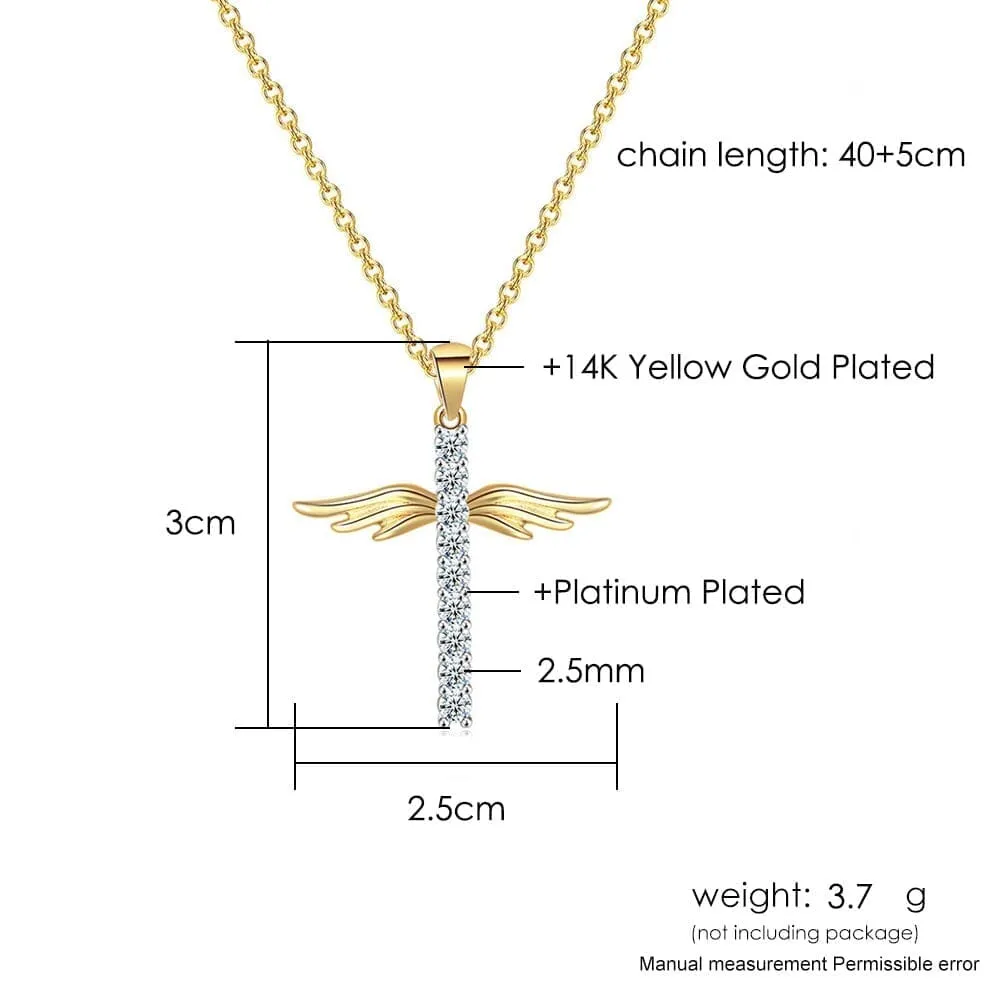 WWJD Angel Wings Cross Necklace