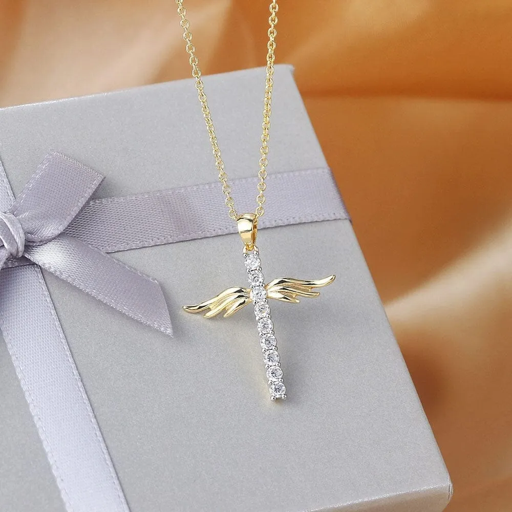 WWJD Angel Wings Cross Necklace