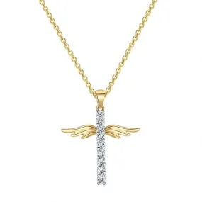 WWJD Angel Wings Cross Necklace