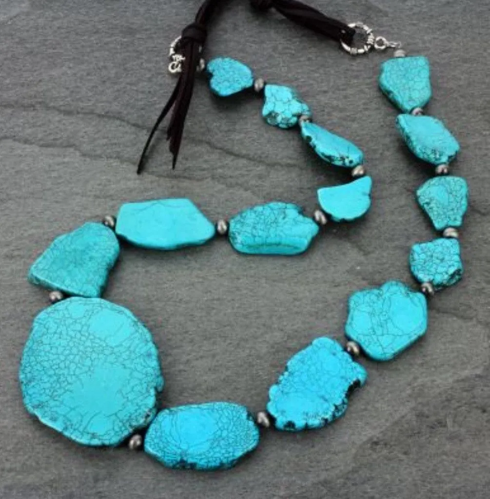 XL Long Turquoise Santa fe slab necklace