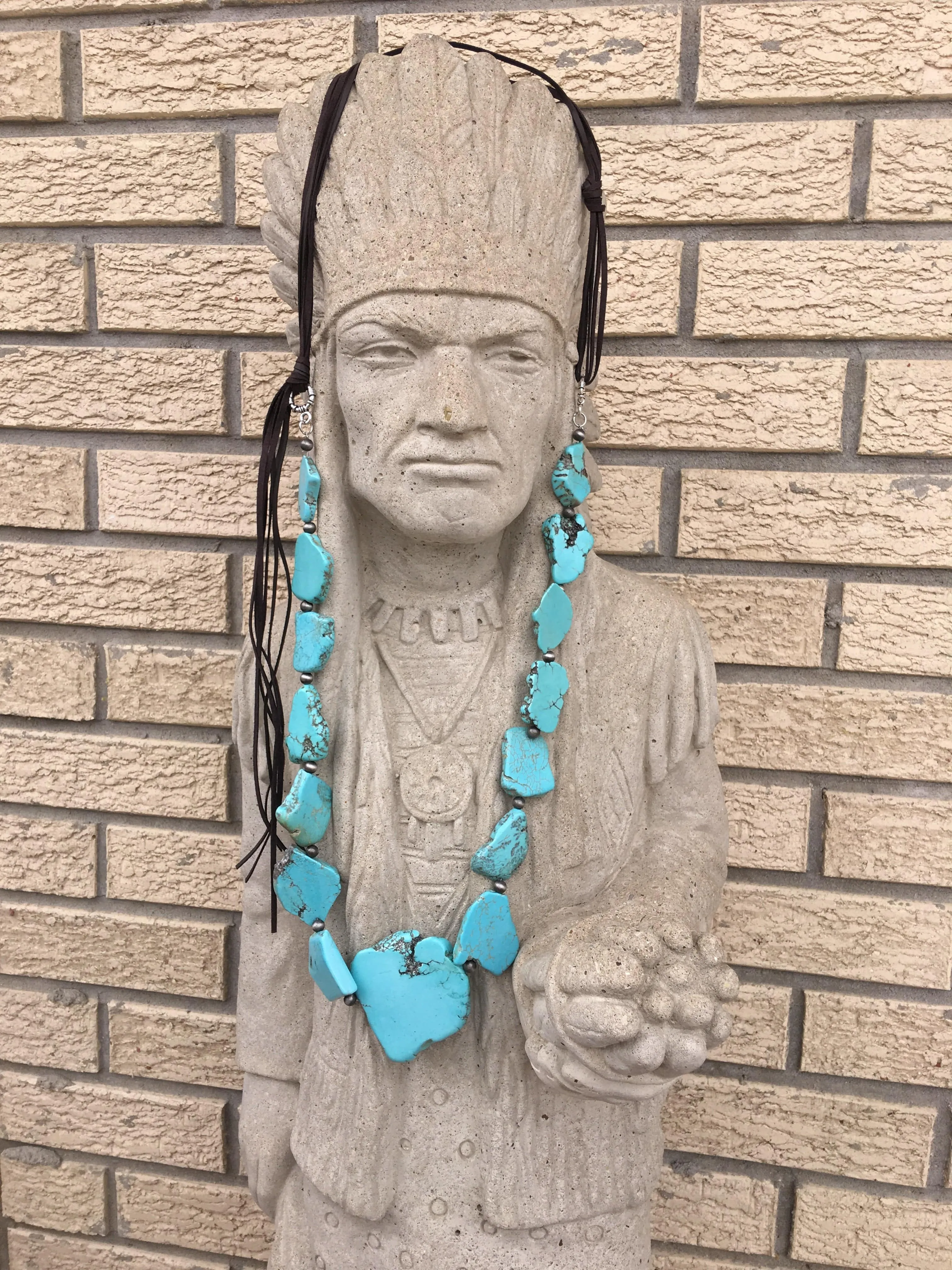 XL Long Turquoise Santa fe slab necklace