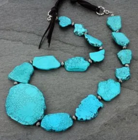 XL Long Turquoise Santa fe slab necklace