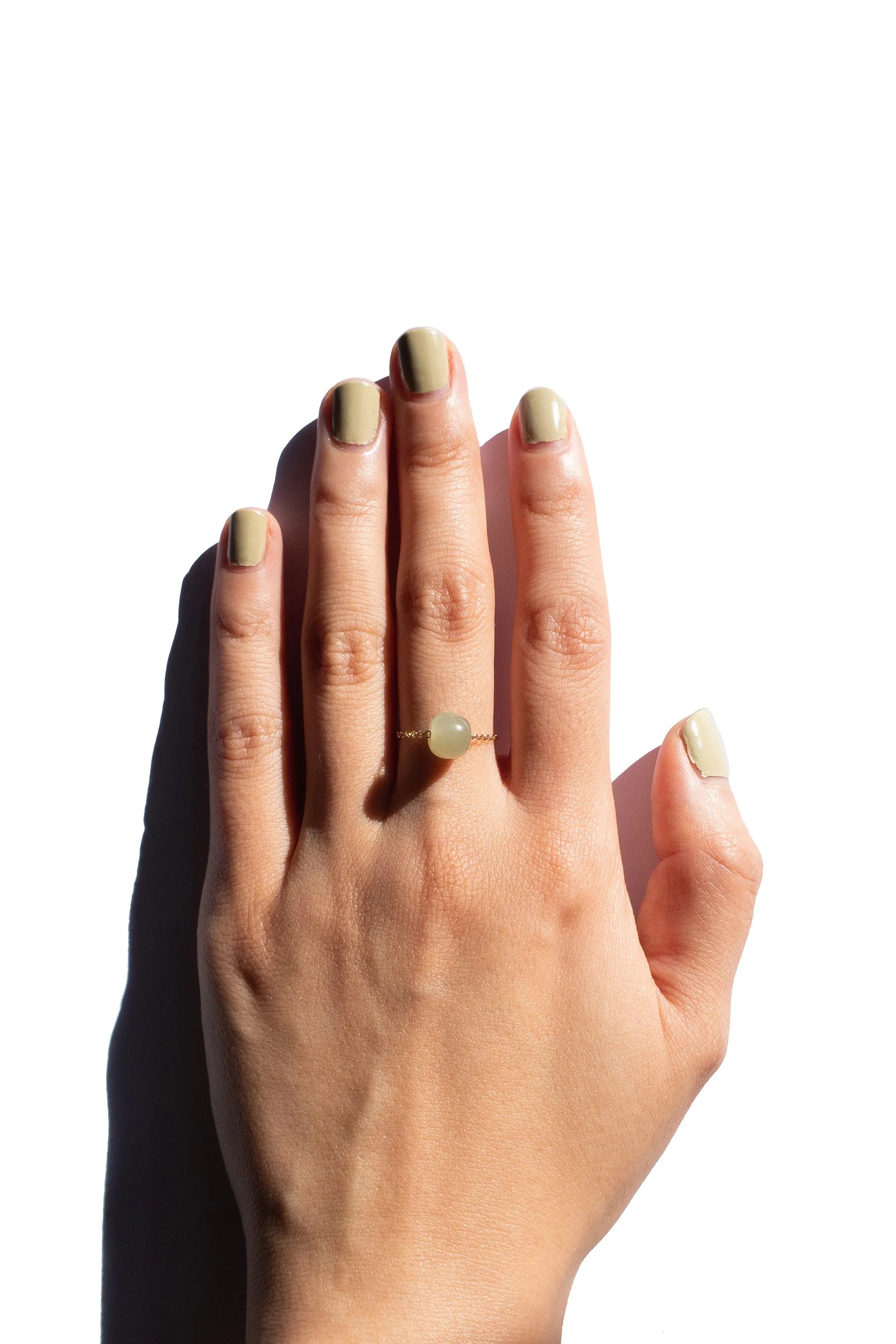 Zodiac collection | Libra — Skinny gold chain jade ring